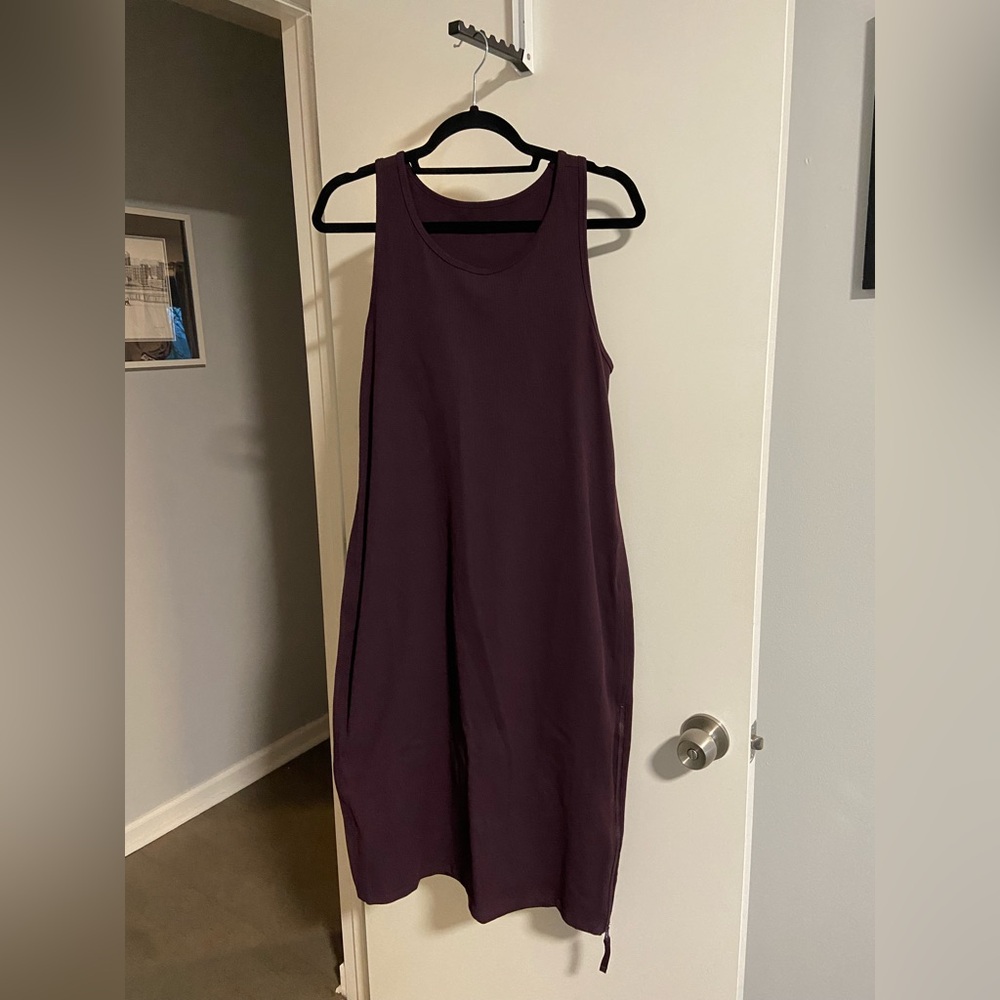 Zella Live In Cutout Rib Tank Dress, Purple Nebula, Size Large - Picture 2 of 6